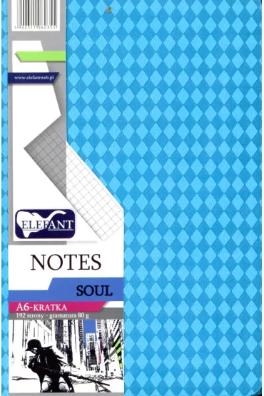 Elefant Notes A6 Soul turkusowy kratka 96 kartek