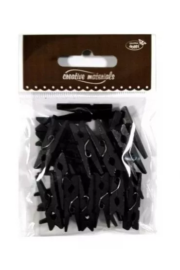Galeria Hobby Klamerki drewniane czarne 30 mm