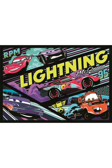 Puzzle 104 el. Glowing Cars Glow Racers Clementoni