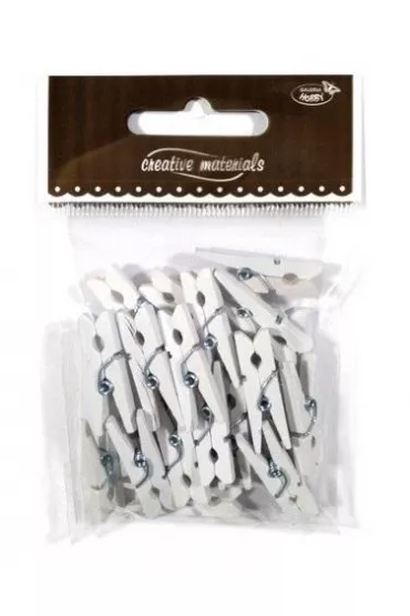 Galeria Hobby Klamerki drewniane bia�e 30 mm