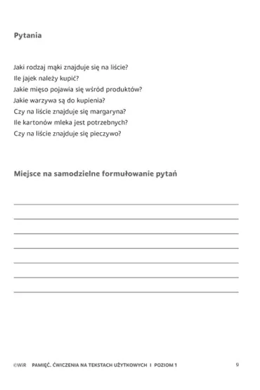 Pami�� �wiczenia na tekstach u�ytkowych