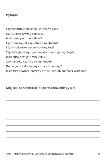 Pami�� �wiczenia na tekstach u�ytkowych