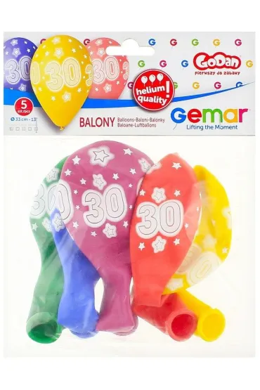 Godan Balony Premium Hel z nadrukiem 30 13" 5 szt.