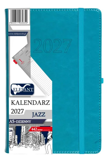 Kalendarz Jazz 2027 A5 dzienny turkusowy