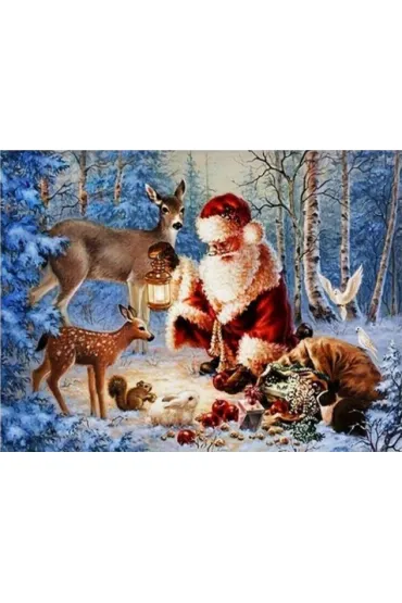Norimpex Diamentowa mozaika - Zima Miko�aj w lesie ze zwierz�tami 40x30cm