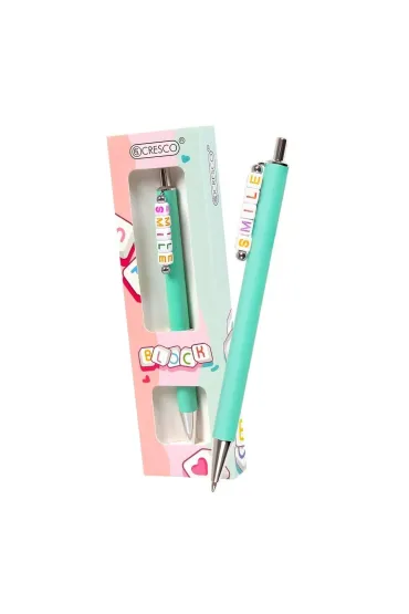 Cresco D�ugopis Block z koralikami SMILE w etui zielony