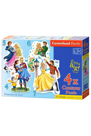 Puzzle 4w1 - Zakochane ksi�niczki (4+5+6+7 el.) Castorland