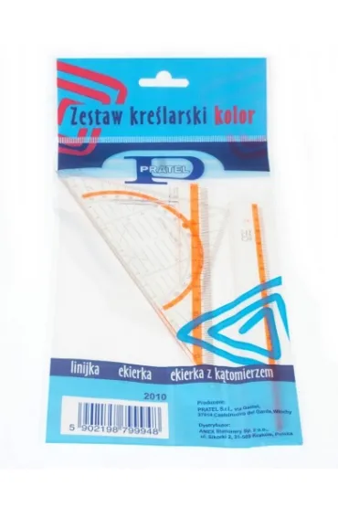 Pratel Zestaw szkolny geometryczny plastikowy 3 el. Kolorowy