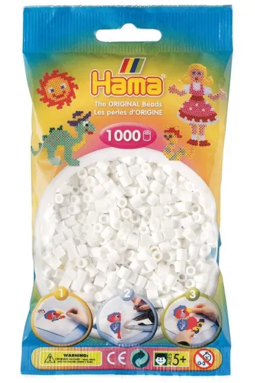 Koraliki Midi w woreczku 1000el bia�e Hama