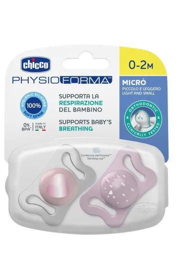 Chicco Smoczek uspokajaj�cy micro silikon r� 0-2m 2 szt.