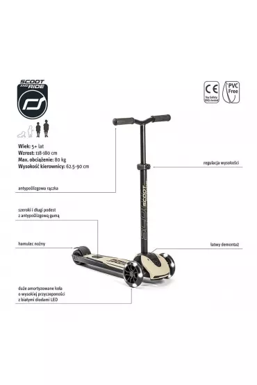 Hulajnoga trjkoowa balansowa ze wieccymi kkami 5+ lat Ash Scootandride
