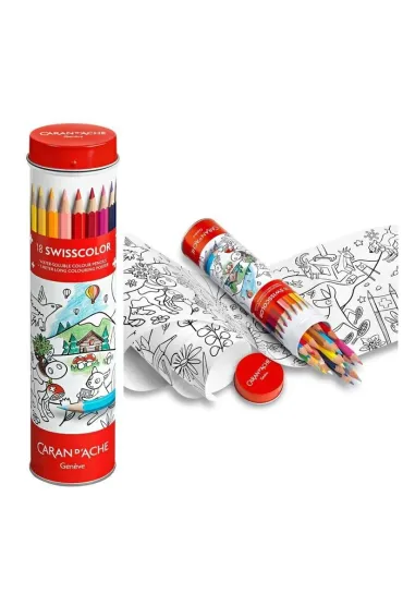 Carandache Kredki Swisscolor w tubie z kolorowank� 18 szt.