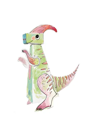 Kolorowanka 3D Dinozaur Parasaurolophus