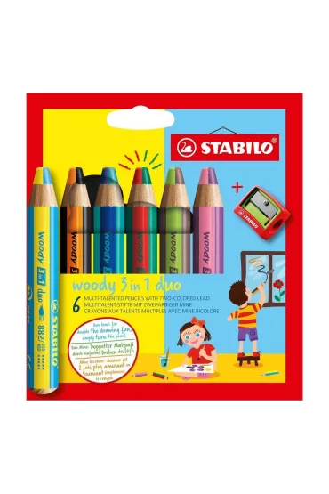 Stabilo Kredki Woody 3w1 Duo + temper�wka 6 szt.