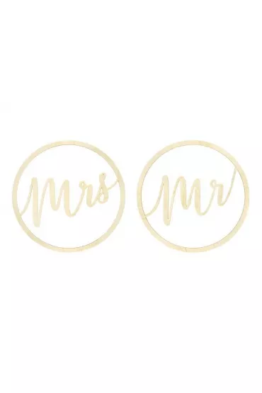 PartyDeco Zawieszki dekoracyjne Mr Mrs 38cm