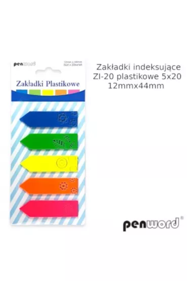 Polsirhurt Zak�adki indeksuj�ce plastikowe 12x44 mm 5x20 kartek