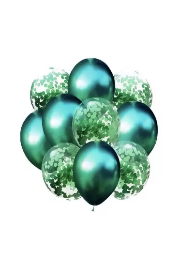 GoParty Balony ziele� metalik i konfetti 10 szt.