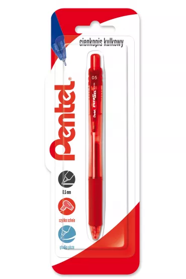 Pentel Cienkopis kulkowy EnerGel BLN105 czerwony 0.5mm