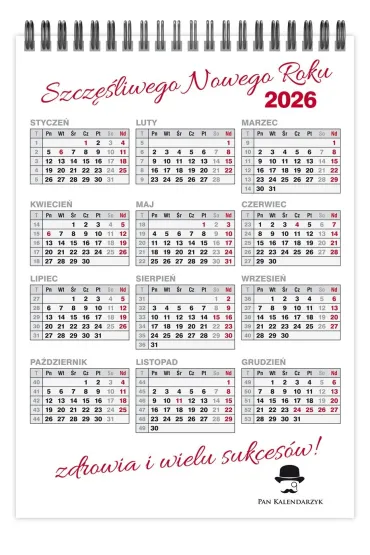Kalendarz 2026 biurkowy A5 pionowy tygodniowy KBA5