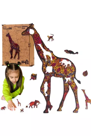 Puzzle drewniane eko 102 el. C�tkowana �yrafa A3 Maksik