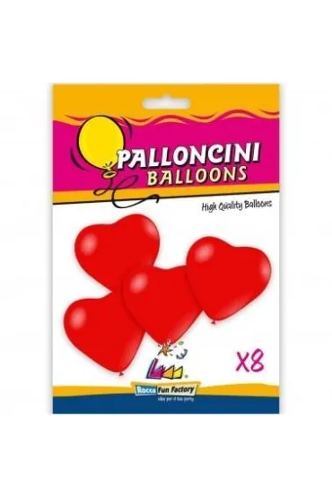 Balony serca czerwone 25 cm 8 szt.