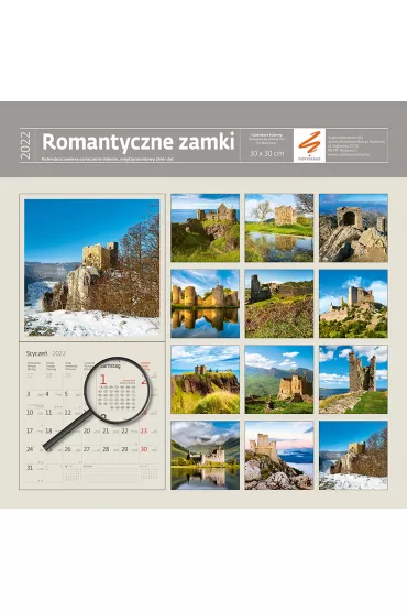 Sztuka Rodzinna Kalendarz 30 x 30 z naklejkami. Romantyczne zamki 2022