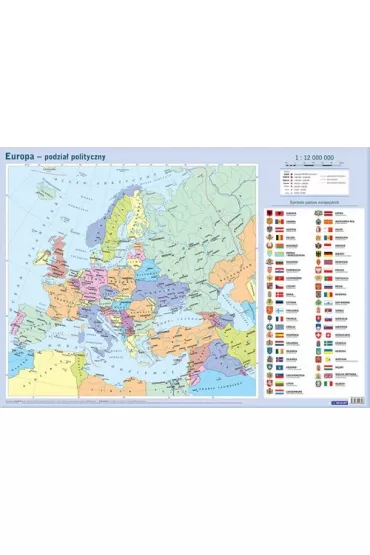 Mapa Europy dwustronna. Plansza edukacyjna na cian i biurko