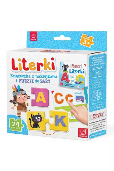 Literki. Ksi��eczka z naklejkami i puzzle do pary