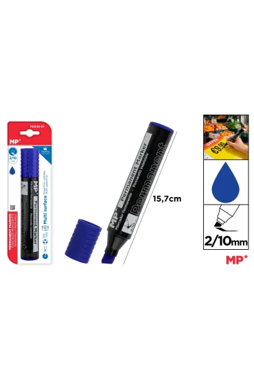 Mp Main Paper Marker permanentny z p�ask� ko�c�wk� MP 2/10mm niebieski blister