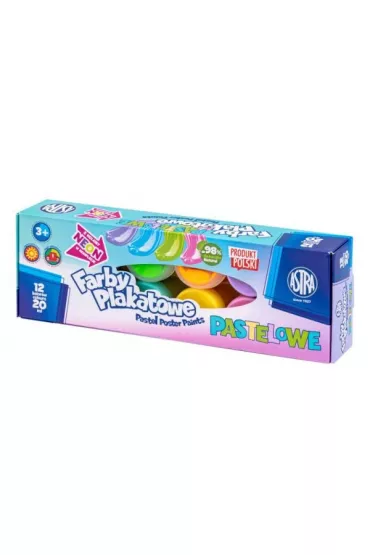 Farby plakatowe pastelowe Astra 12 kolor�w 12 x 20 ml