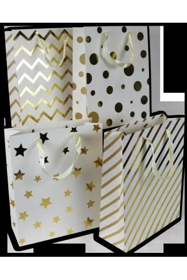 Polkart Torebka prezentowa M bia�o z�ota (26x32x10cm) mix