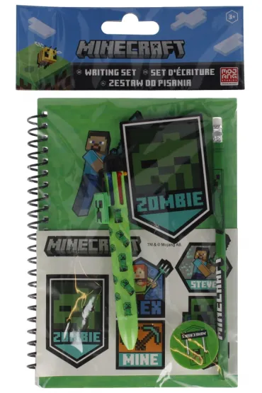 Starpak Ko�ozeszyt + d�ugopis automatyczny + o��wek + notes + gumka Minecraft