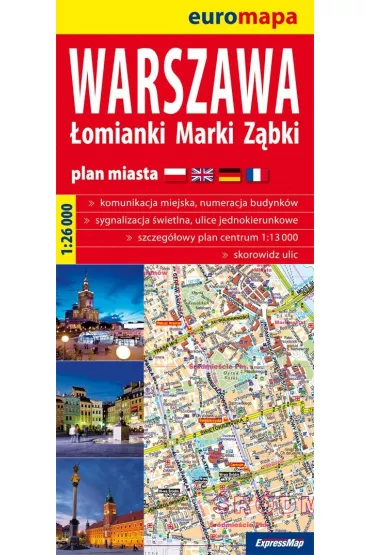 Warszawa plan miasta 4 plany w 1