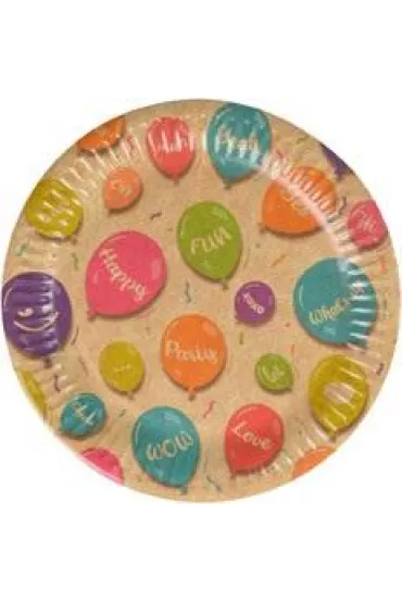 Arpex Talerze papierowe Kraft Balloons 18cm 12 szt.