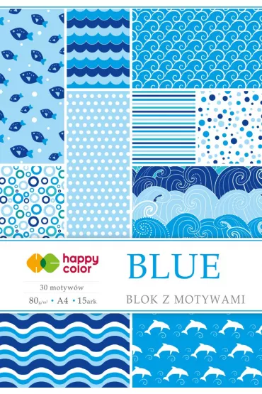 Happy Color Blok z motywami BLUE A4 30 motyw�w 80g 15 kartek