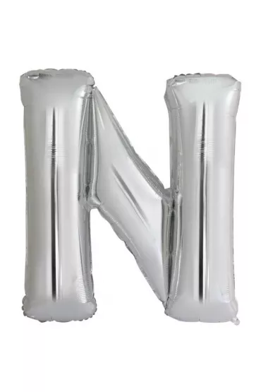 Amscan Balon foliowy litera N srebrna 79x86cm
