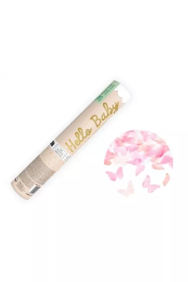 PartyDeco Tuba z motylkami r�owymi 20cm