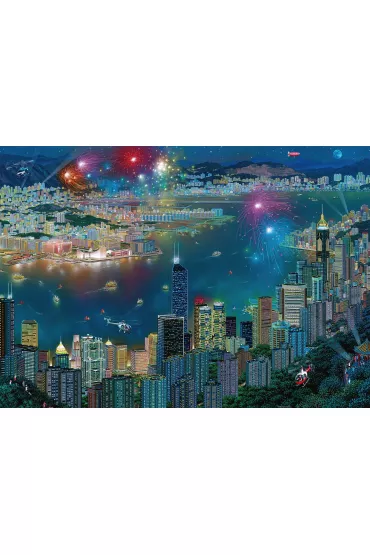 Puzzle 1000 el. Fajerwerki nad Hongkongiem Schmidt - Alexander  Chen