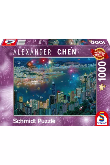 Puzzle 1000 el. Fajerwerki nad Hongkongiem Schmidt - Alexander  Chen