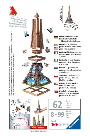 Puzzle mini 54 el. 3D Wie�a Eiffel Ravensburger