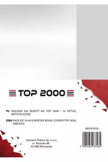 Top-2000 Ok�adka na zeszyt krystaliczna A5 90 mic. 10 szt.