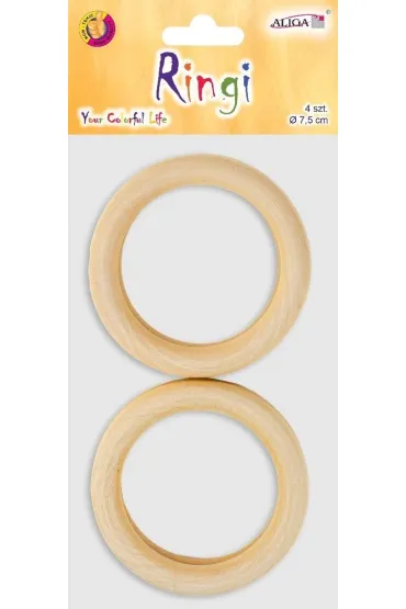 Aliga Ringi drewniane 7,5 cm 2 szt.
