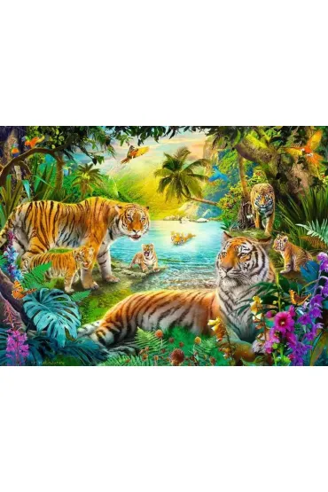 Puzzle 500 el. 2D Rodzina Tygrys�w Ravensburger