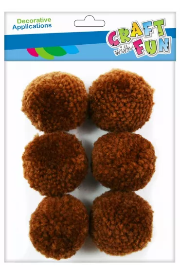Craft with Fun Pompony we�niane br�zowe 4cm
