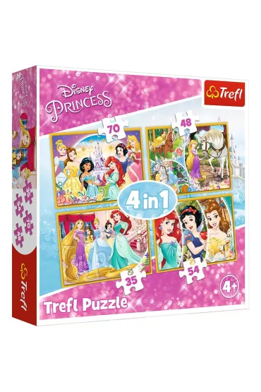 Puzzle 4w1 Radosny dzie� ksi�niczek Trefl