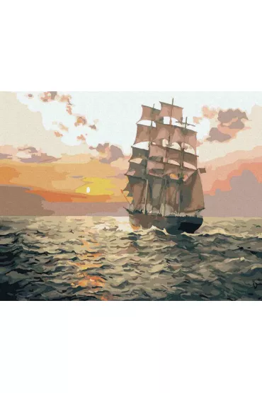 Twoje Hobby Malowanie po numerach - �agl�wka o zachodzie 40x50cm