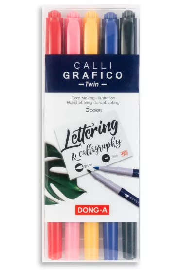Dong-A Pisaki do kaligrafii dwustronny 2 mm/3mm + p�dzelek 5 szt.