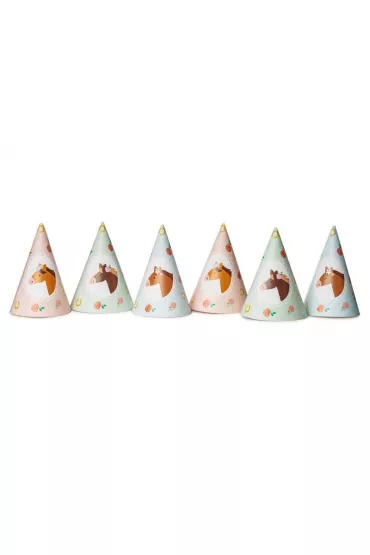 PartyDeco Czapeczki Konie 16cm