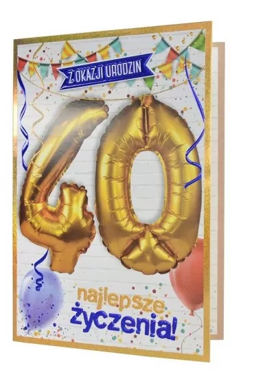 Kukartka Karnet Urodziny 40 + balony QBL-004
