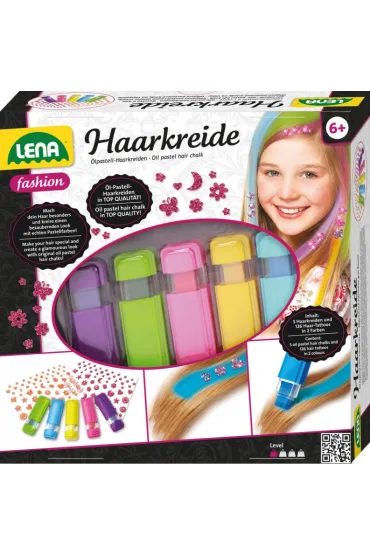 Kreda do w�os�w zmywalna 5 kolor�w + naklejki Lena